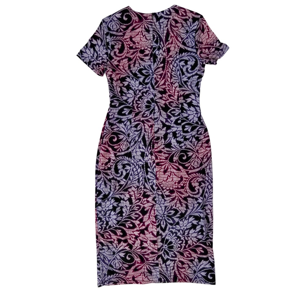 London Times Sheath Dress 8 Purple Black Floral Paisley Office Evening Abstract - Picture 4 of 10